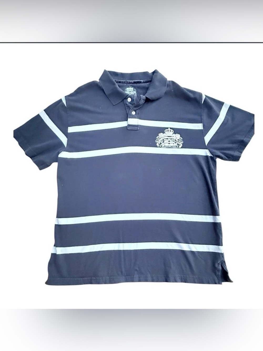Vintage Y2K Nobo Striped Polo in Blue Striped  tagged XL fits med